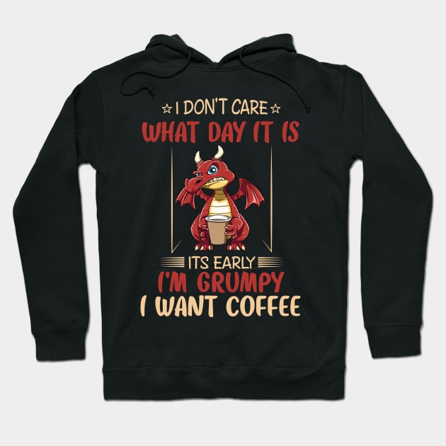 Funny Grumpy Dragon Coffee Lover Hate Morning Fantasy Animal Hoodie by melostore